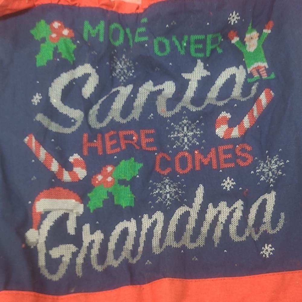 Festive Blue and Red Apron with Snowman Design